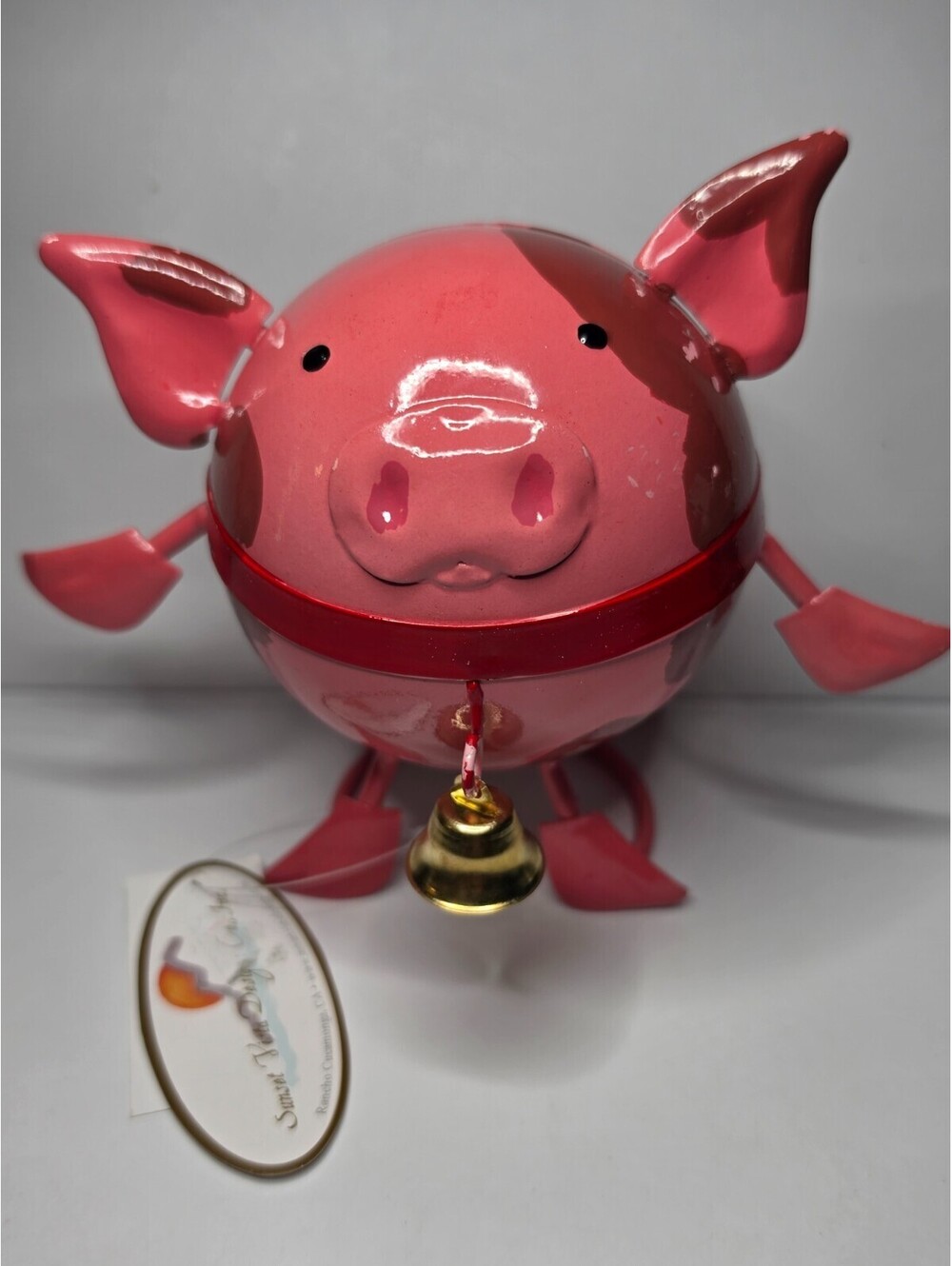 Sunset Vista Designs Metal Pork Chop Pig Garden Sculpture Porch Sitter Whimsical